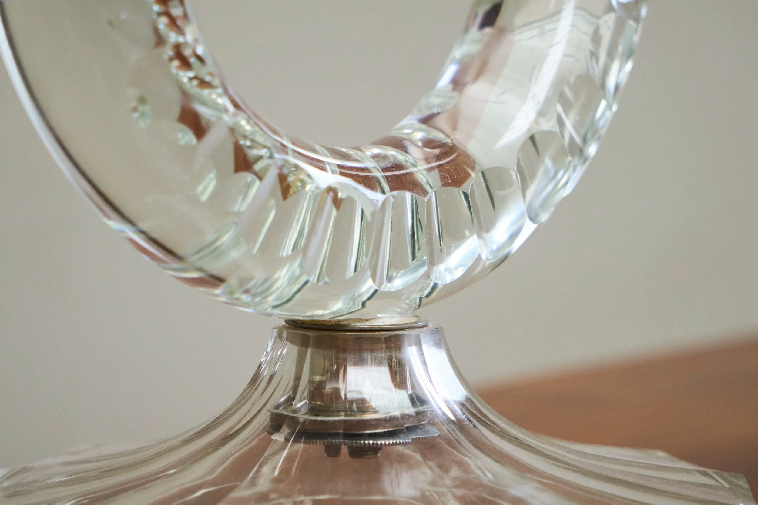 Wonderful Pair of Crystal Art Deco Candle Holders, France 1930s — lifestyle setting