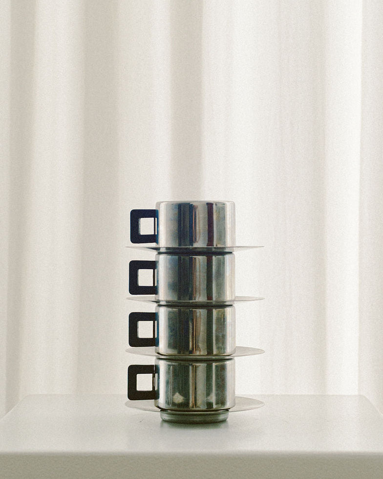 Casalinghi STO Stainless Steel Espresso Cups by Arcā Collections | The Oblist — polished stainless steel finish