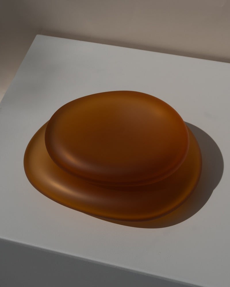 Glass Sculptures SEAGLASS | color deep amber by STUDIO MILENA KLING | The Oblist — handcrafted glass, deep amber color