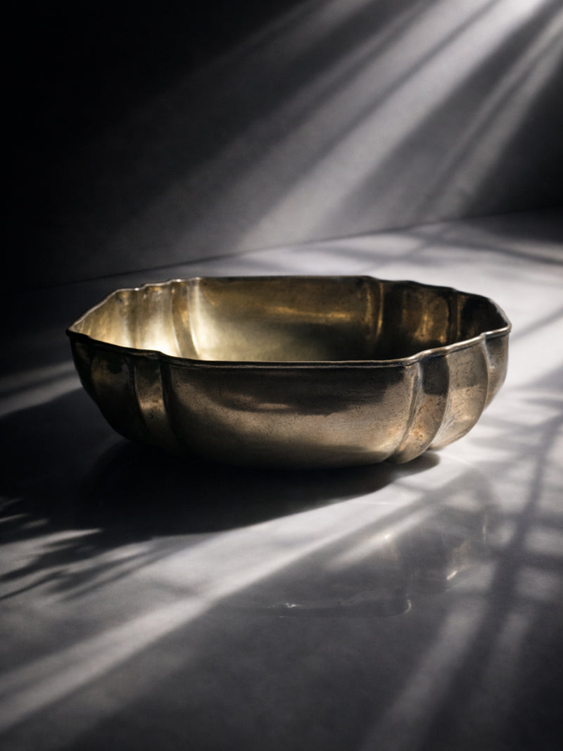 Large Silver Plated Bowl - 1920s — close-up showing textured silver surface