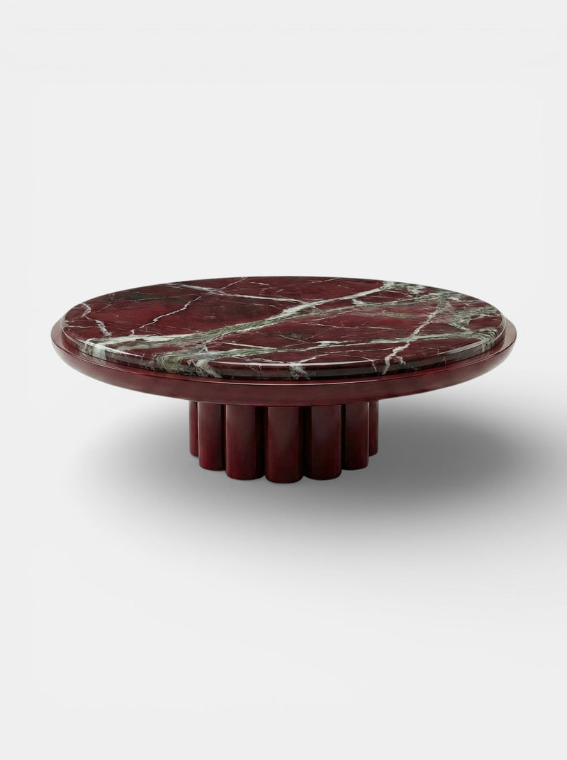Edoni Bordeaux Lacquered And Rosso Levanto Marble by Marbera | The Oblist