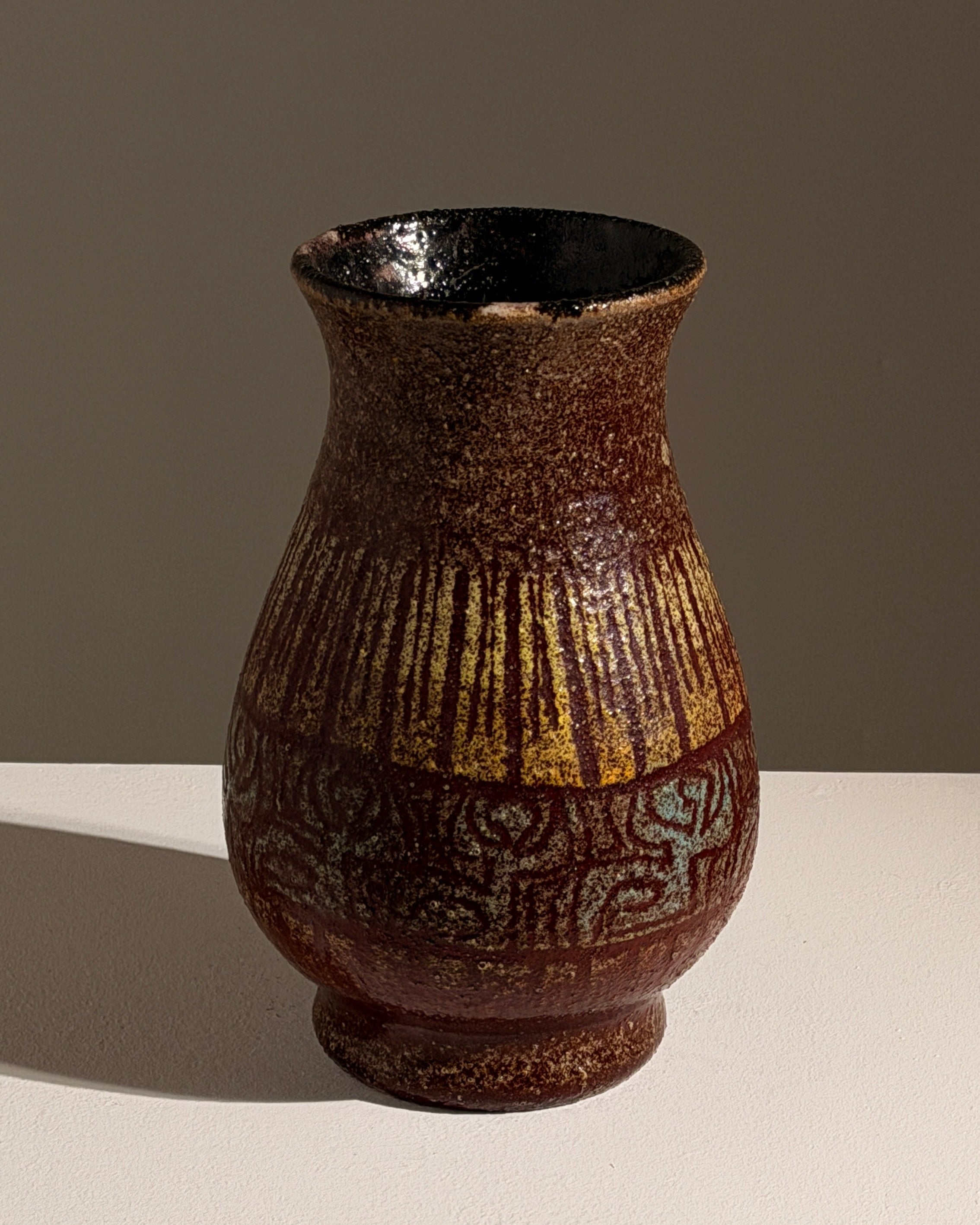 Rare ceramic vase by the Accolay potters, France, circa 1960.  — side angle