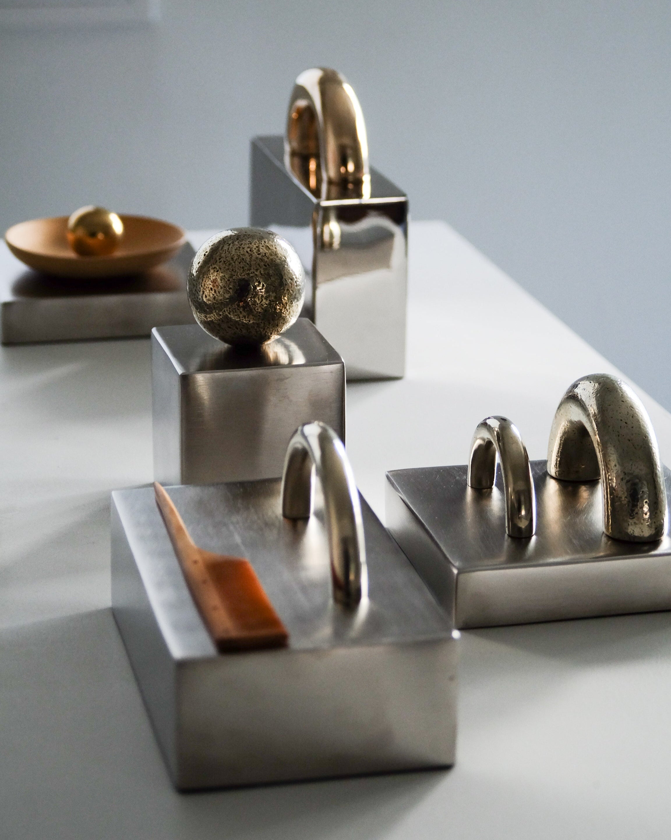 CERCLE Cabinet Pull Thin (2 sizes) — displayed on white surface with metallic accents