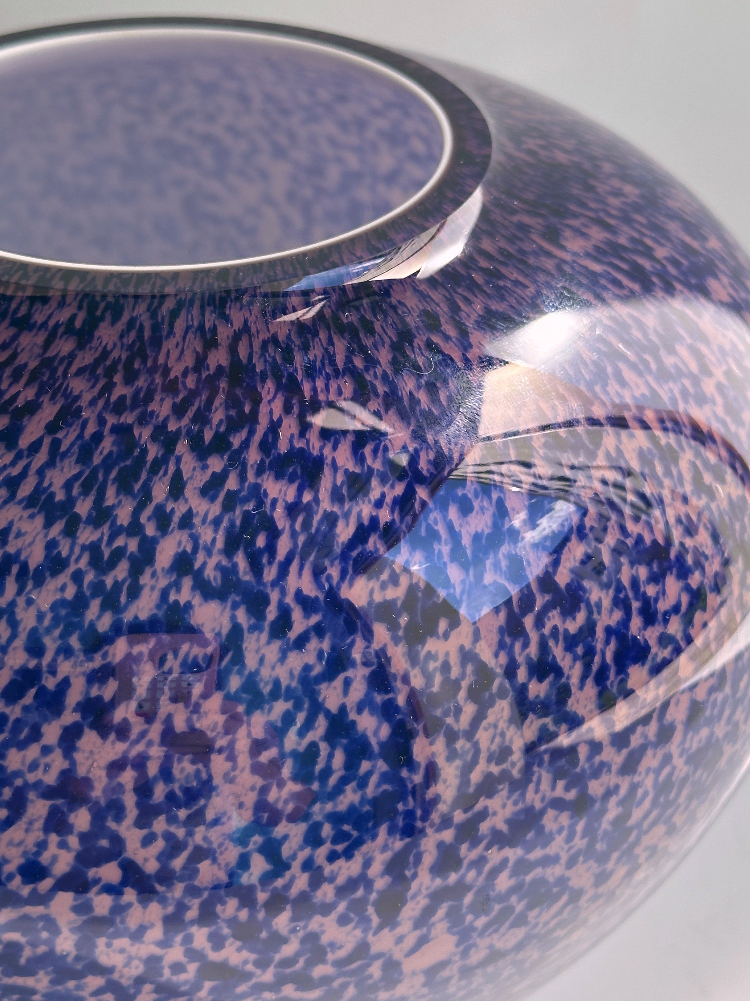 WMF Art Deco Blue & Lilac Overlay Glass Vase - 1930s — detail view
