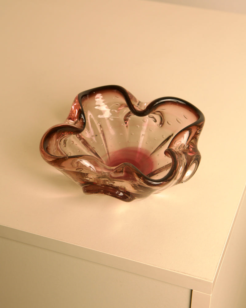 Flower Ashtray in Amber Murano Glass, 1960s by Treaptyque | The Oblist — handcrafted amber glass