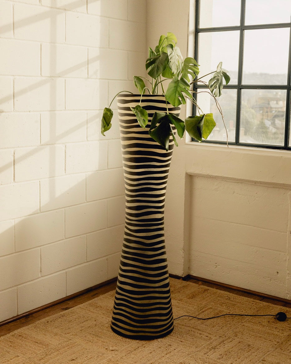 Zebra Floor Lamp — top view of black and white striped design