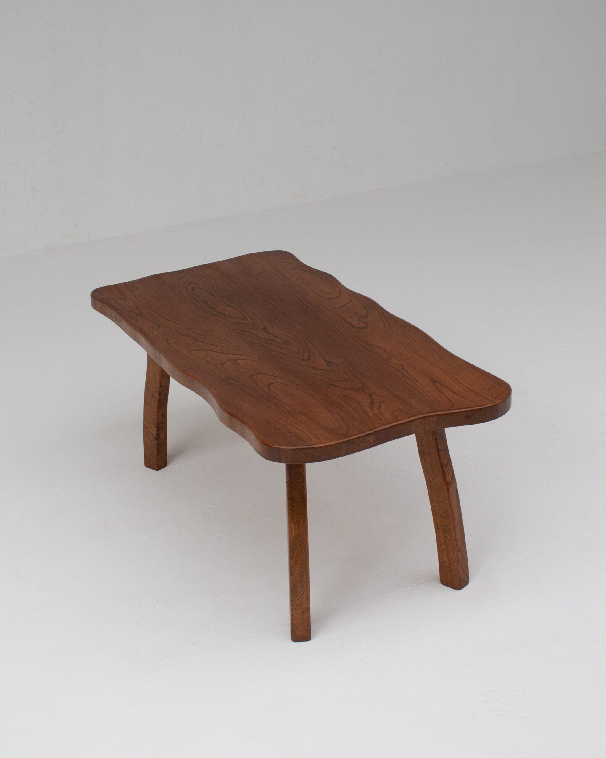 Handcrafted Sculptural Brutalist Solid Elm Side Table — detail view