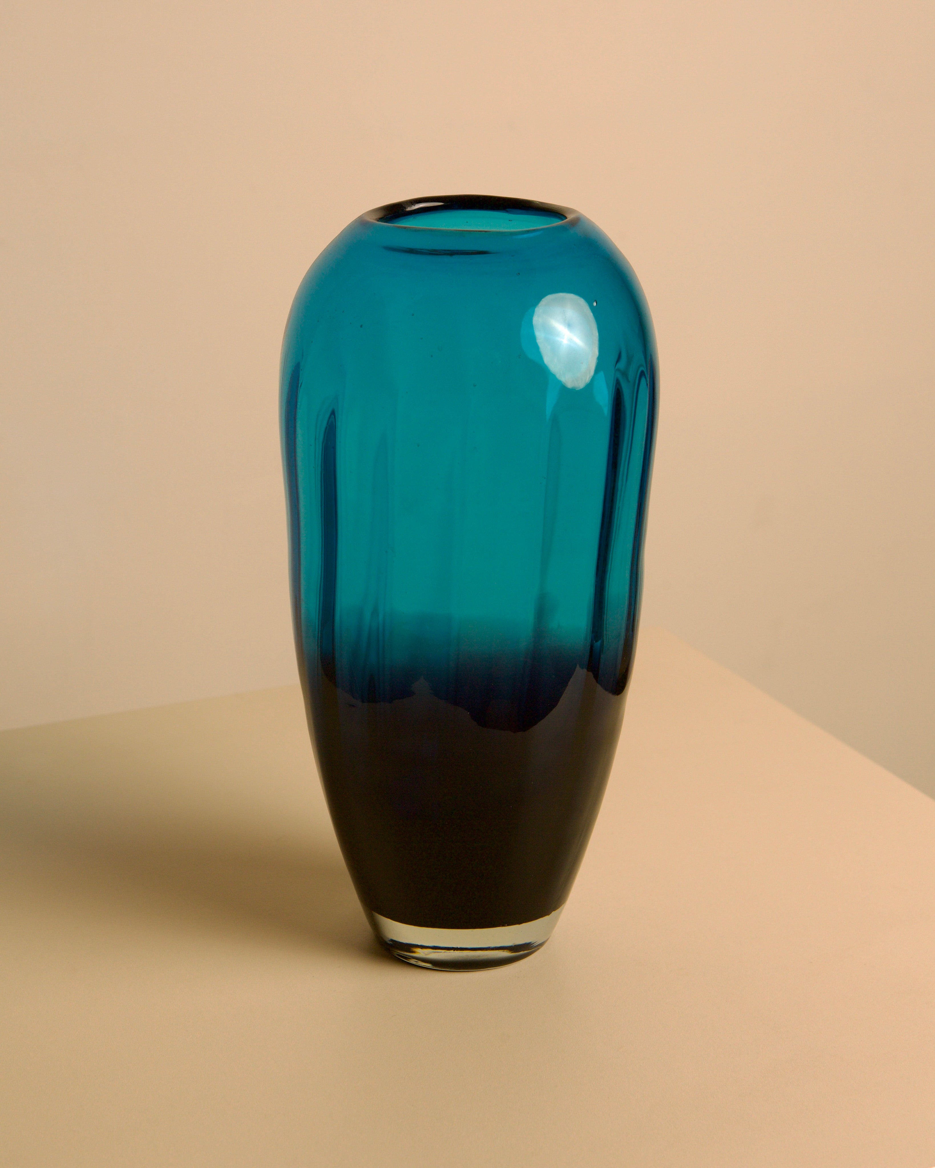 Large Blue Ombré Murano Glass Vase, Italy, 1980s — lifestyle setting