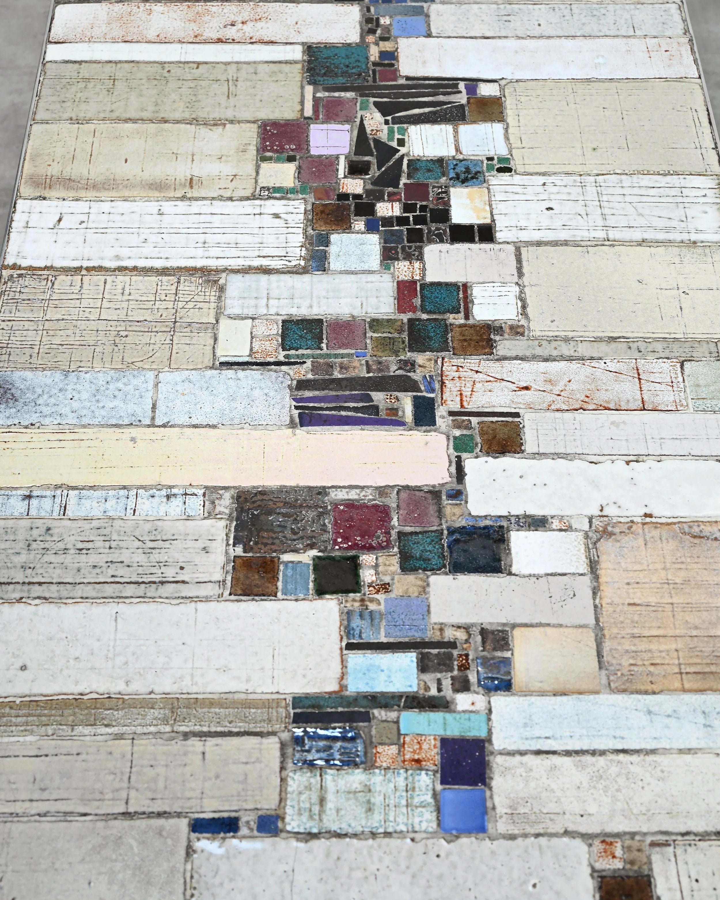 Brutalist Coffee Table by Pia Manu — close-up of textured ceramic surface