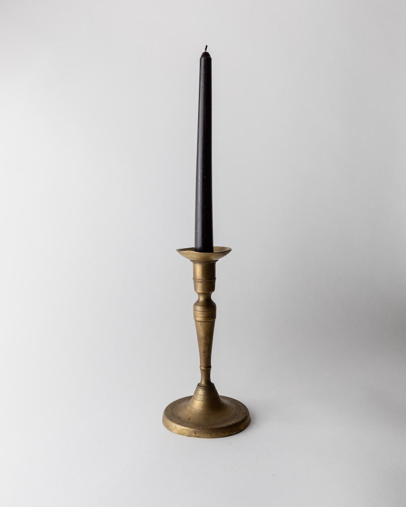 Early 19th Century Brass Candleholder by Bottega Jacobs | The Oblist — handcrafted brass, black candle