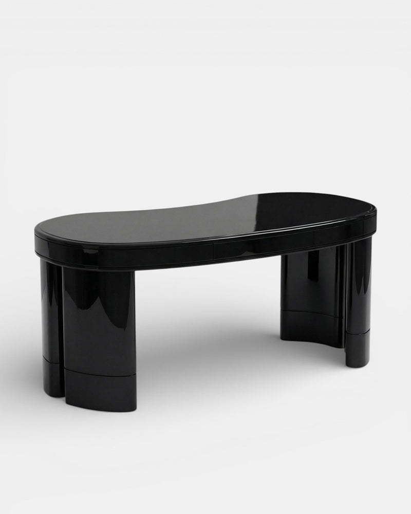 Nicola Black Lacquered Desk — side angle