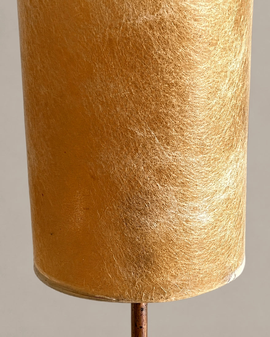 1960s French Vintage Brass & Fiberglass Table Lamp — close-up