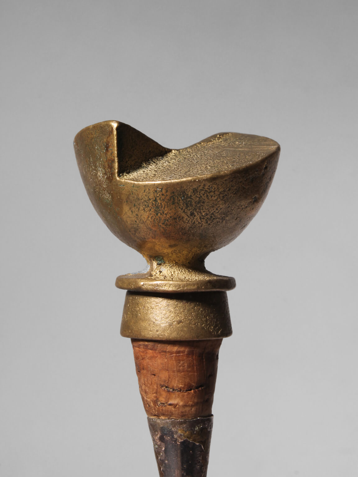 Brutalist Bronze Bottle Stopper — detail view