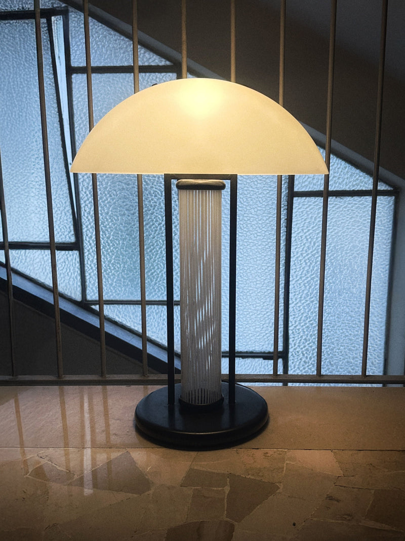 Large Murano glass dome lamp with ribbed column base by Gecchelin
