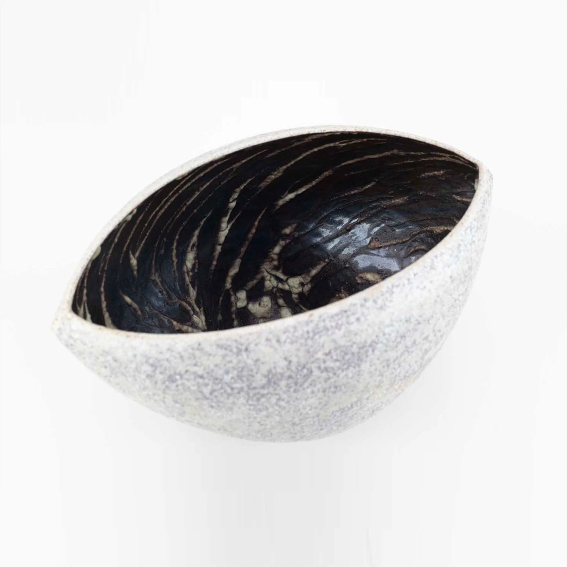 A Cloven Stoneware Bowl in Lilac and Grey Glaze by Chris Carter (B. 1945) — alternate view