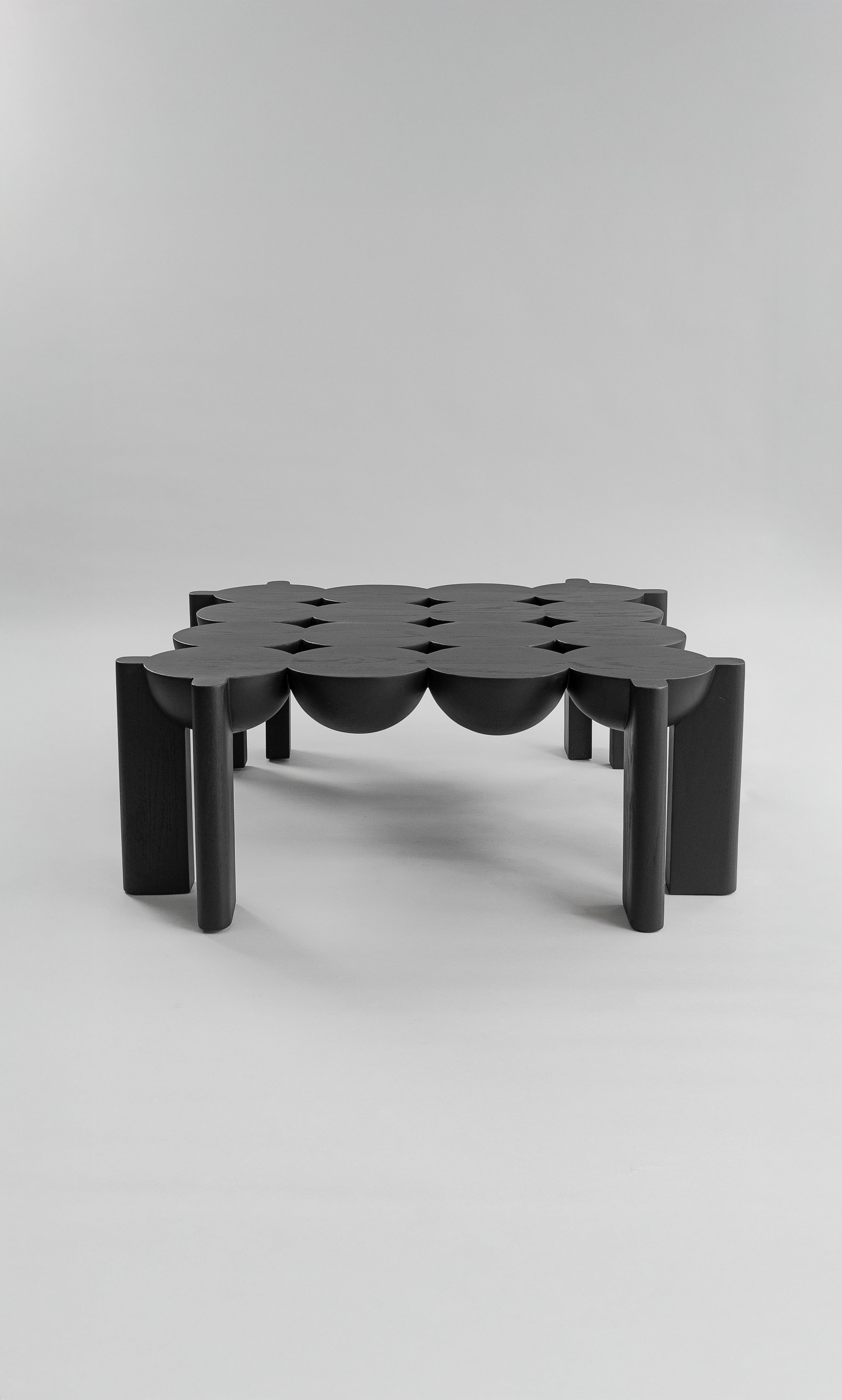 Solid Oak Coffee Table - BLEO Series by Daniel Couttolenc, Black Finish — detail view