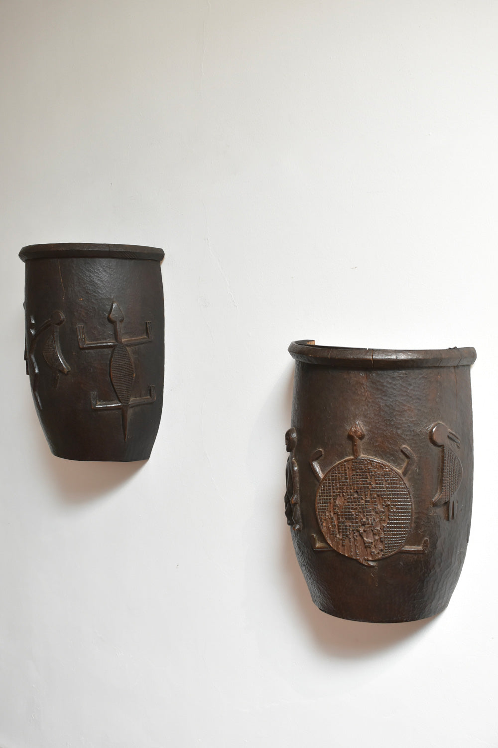 Pair of Important Wooden Carved Wall Sconces, 1960s — lifestyle setting