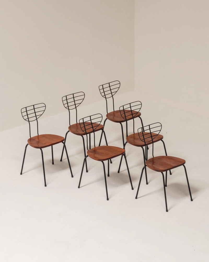 Set of 6 ‘Radar’ Dining Chairs Attributed to Willy Van Der Meeren for Imexcotra, Belgium by Paulette in 't Stad