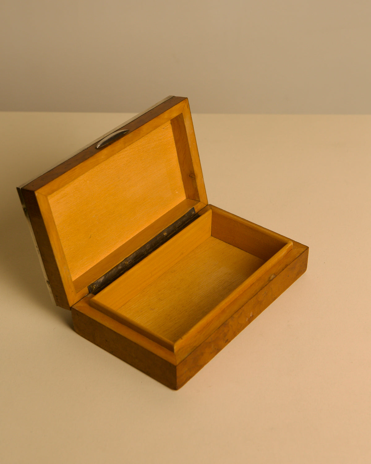 Italian wood and silver-lidded box, 1950s — lifestyle setting