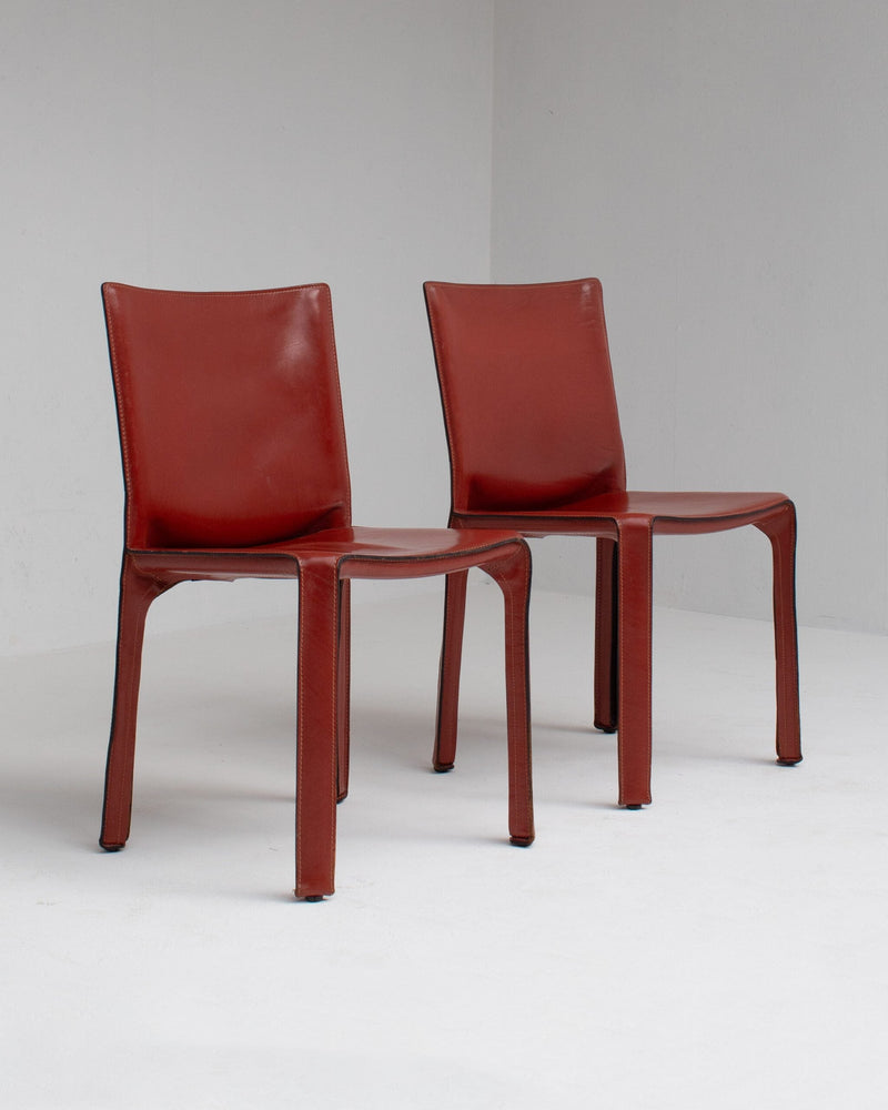 Mario Bellini Cab Chairs for Cassina in Red Leather — detail view