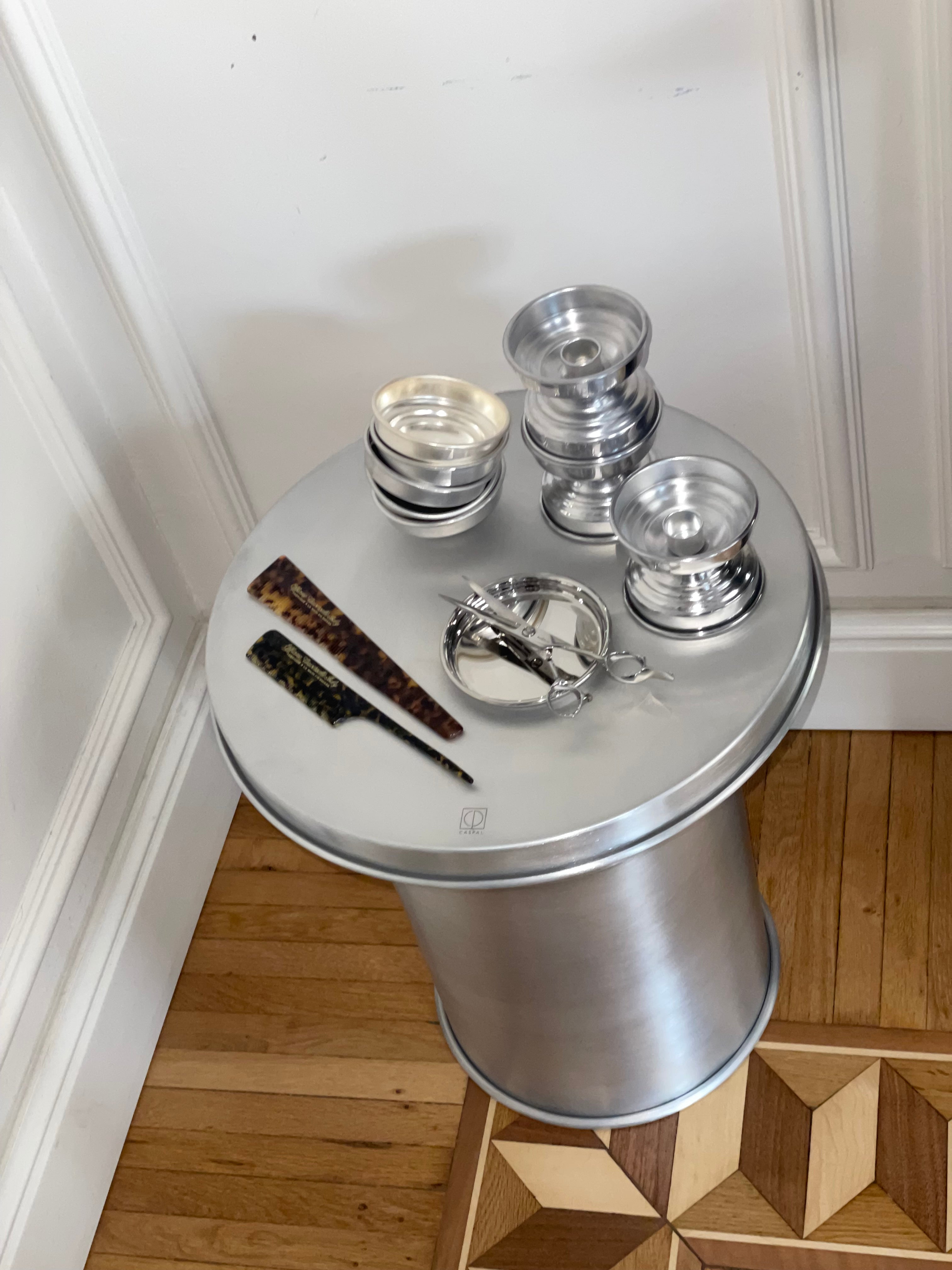 Contemporary Coffee Table in Brushed Aluminum - Art Deco Collection — alternate view
