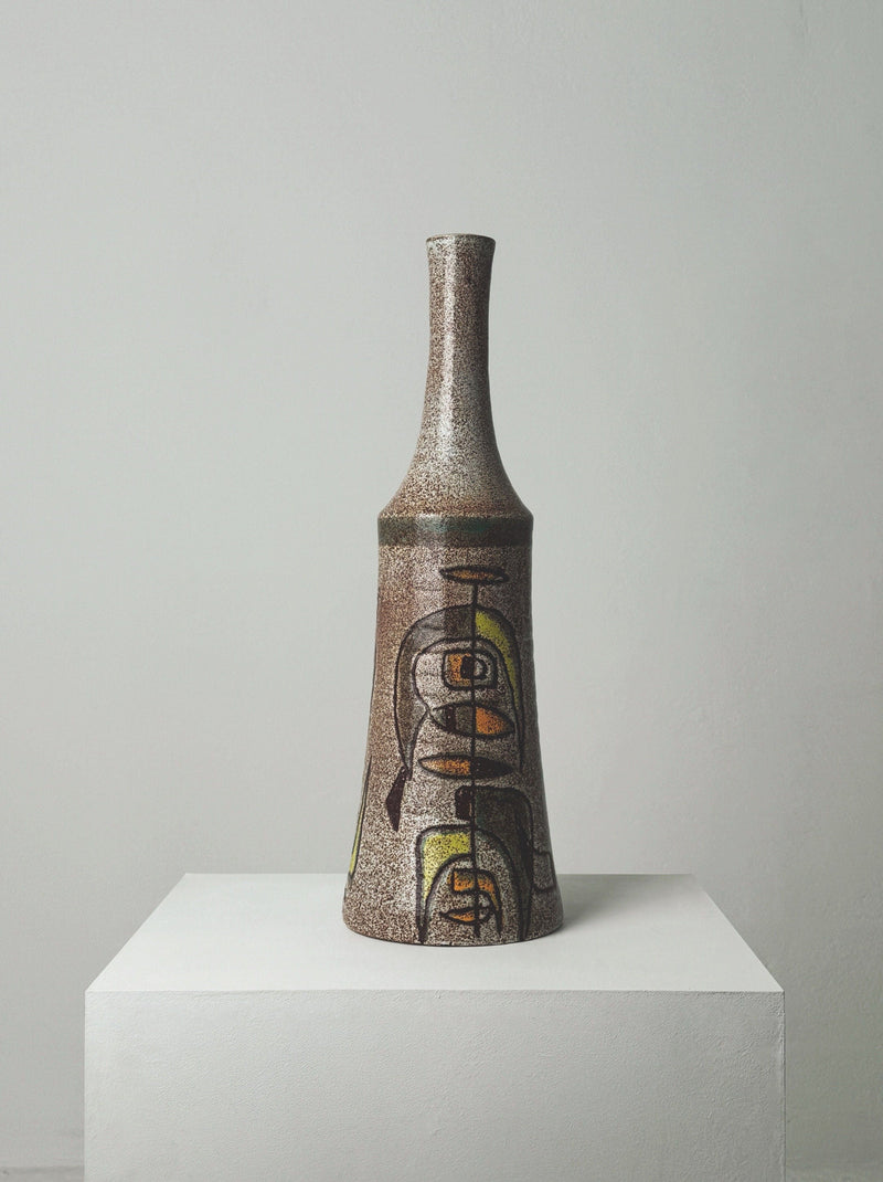 Large ceramic lamp base by Accolay Potters with abstract motifs