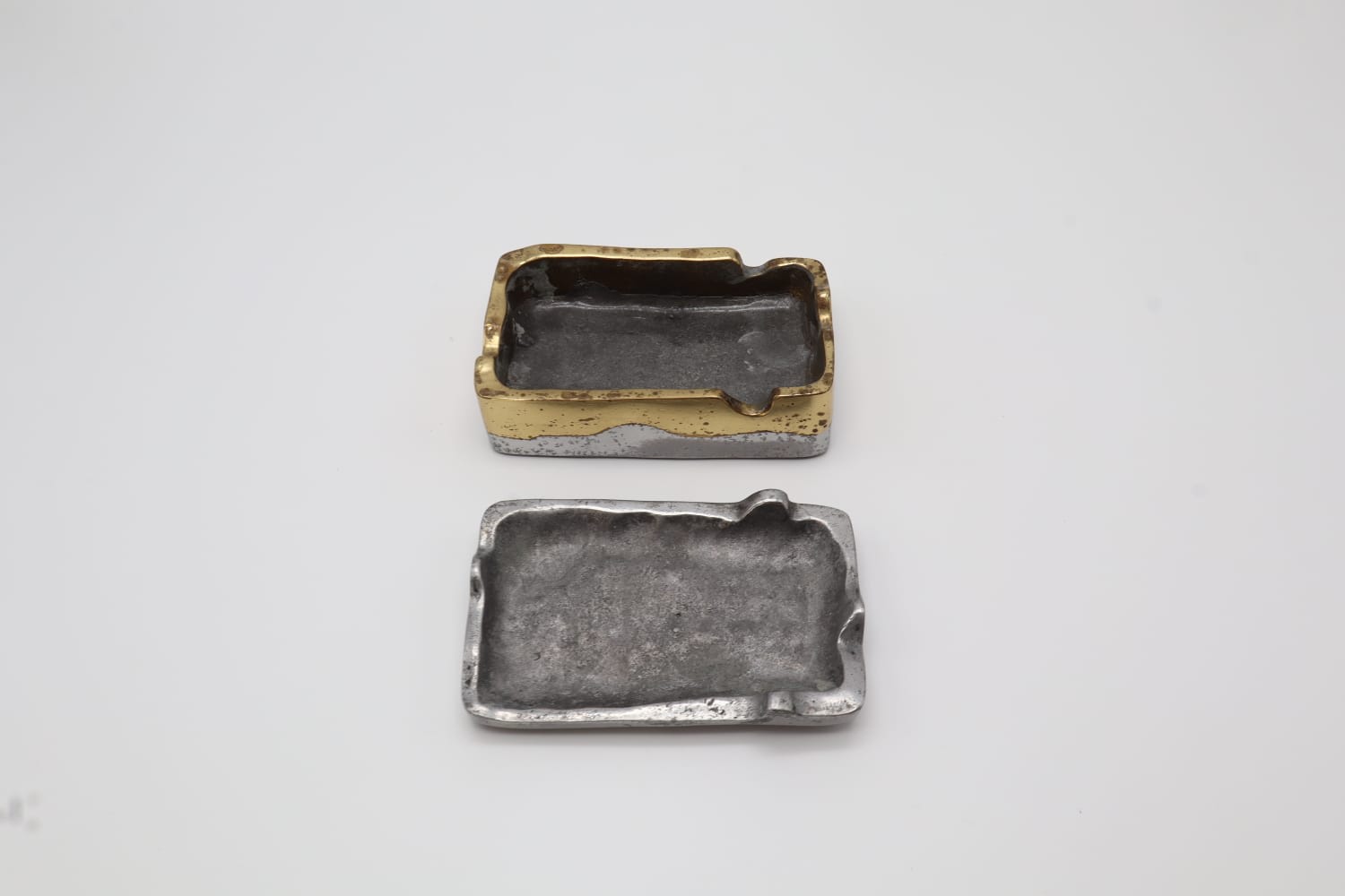 David Marshall Brutalist Aluminium & Brass Box – Spain, c. 1970 — close-up