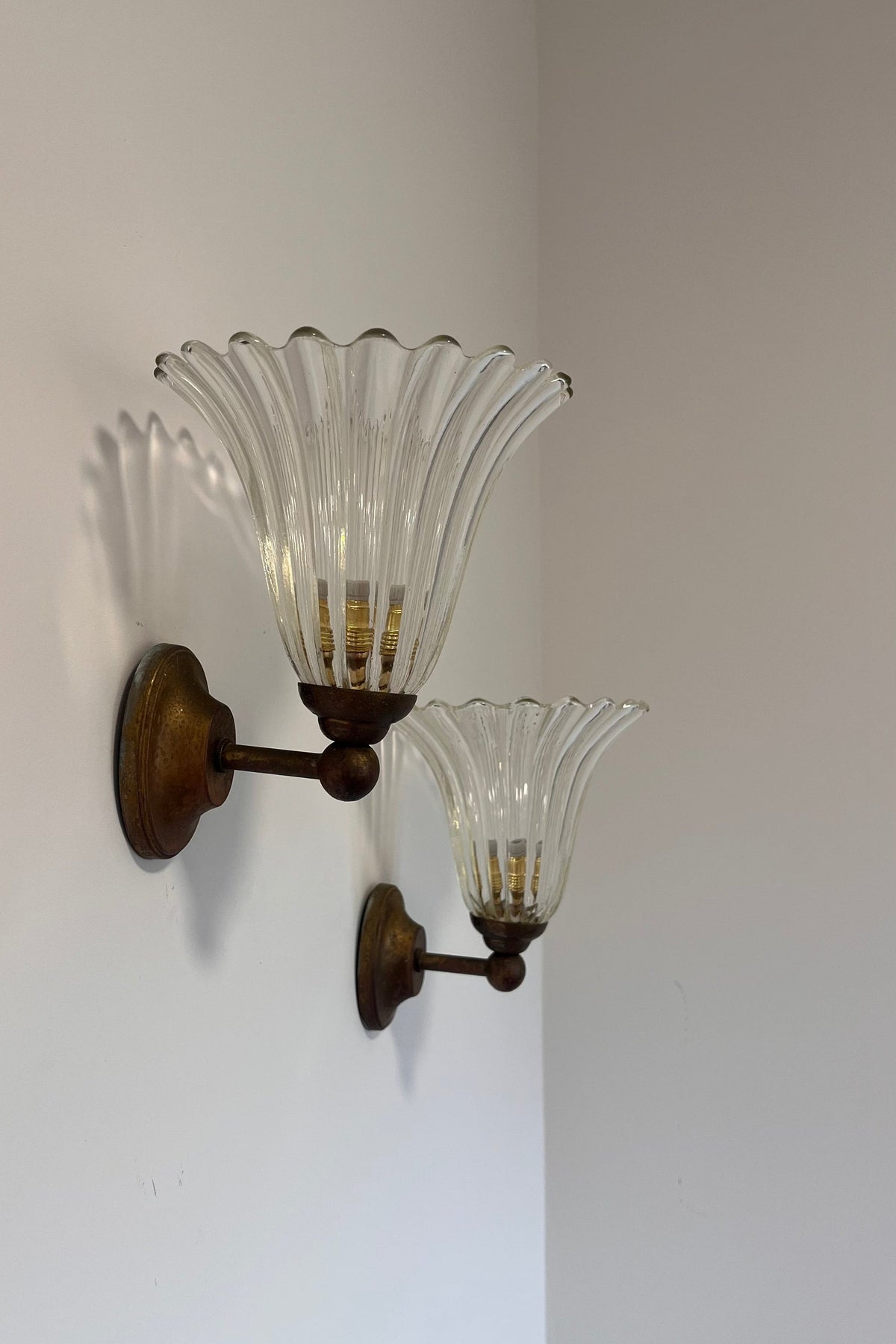 Pair of Mid-Century Italian Murano Wall Lights by Maud Vaughan | The Oblist