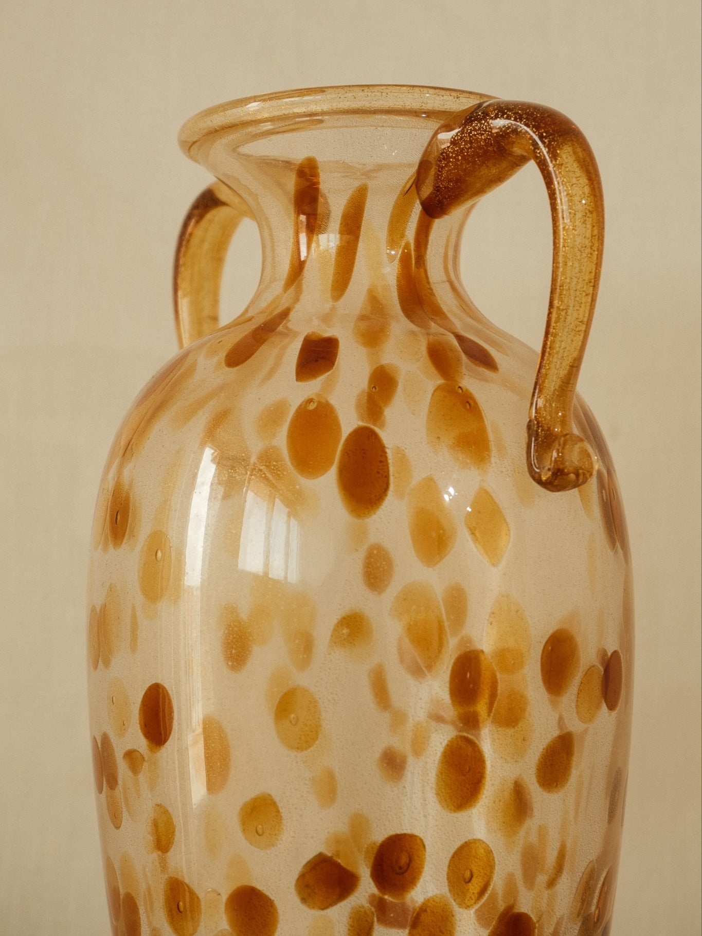 Amber Spotted Glass Amphora Vase — side angle