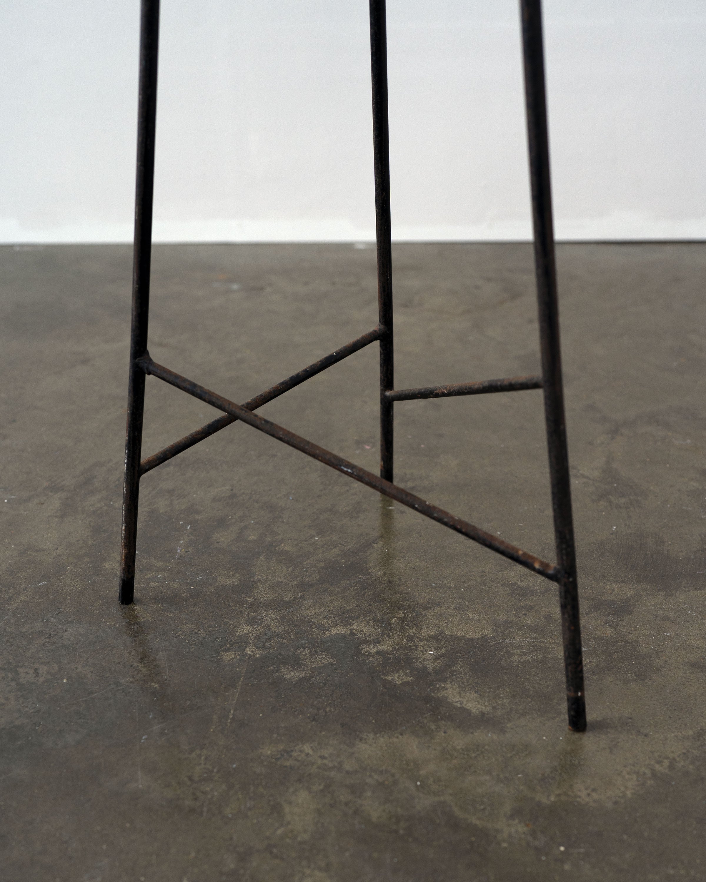 Modernist Iron and Plywood Tripod Pedestal / Stool