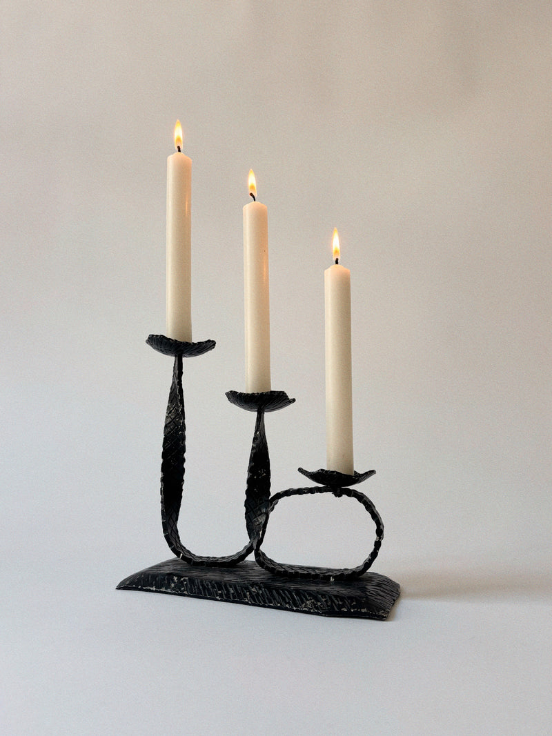 3 Arm Metal Ribbon Candlestick by Huerto | The Oblist