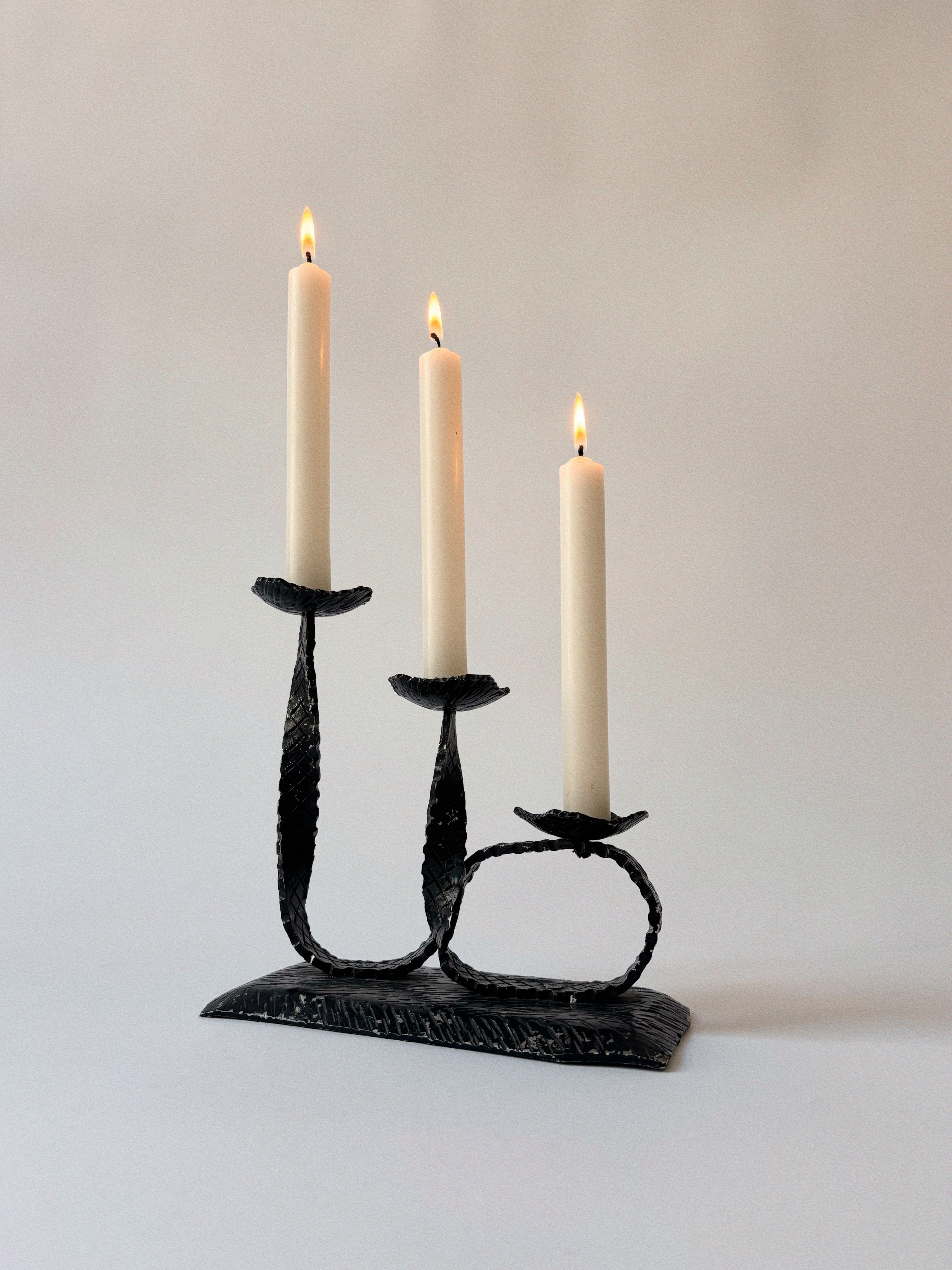 3 Arm Metal Ribbon Candlestick by Huerto | The Oblist