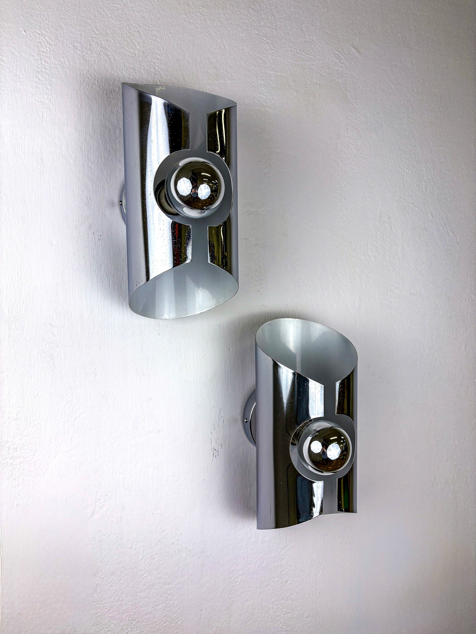 Pair of Space-Age wall Sconces, Max Sauze's style, France, 1970's — alternate view