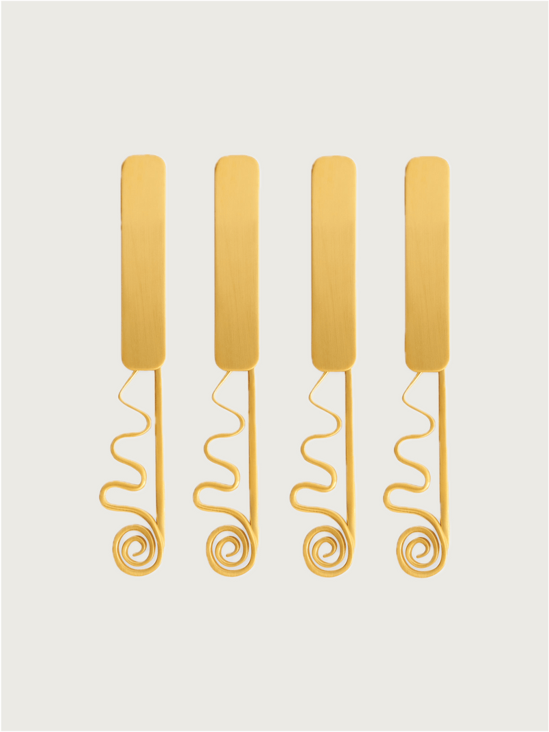 Set of 4 Spirale Spreaders by Lobjet | The Oblist — gold stainless steel finish