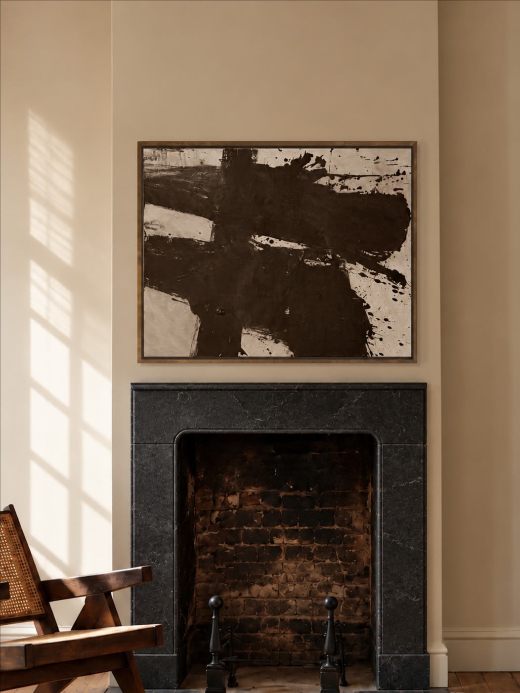 "Marblehead" Painting in Charcoal and Ink on Canvas — side angle