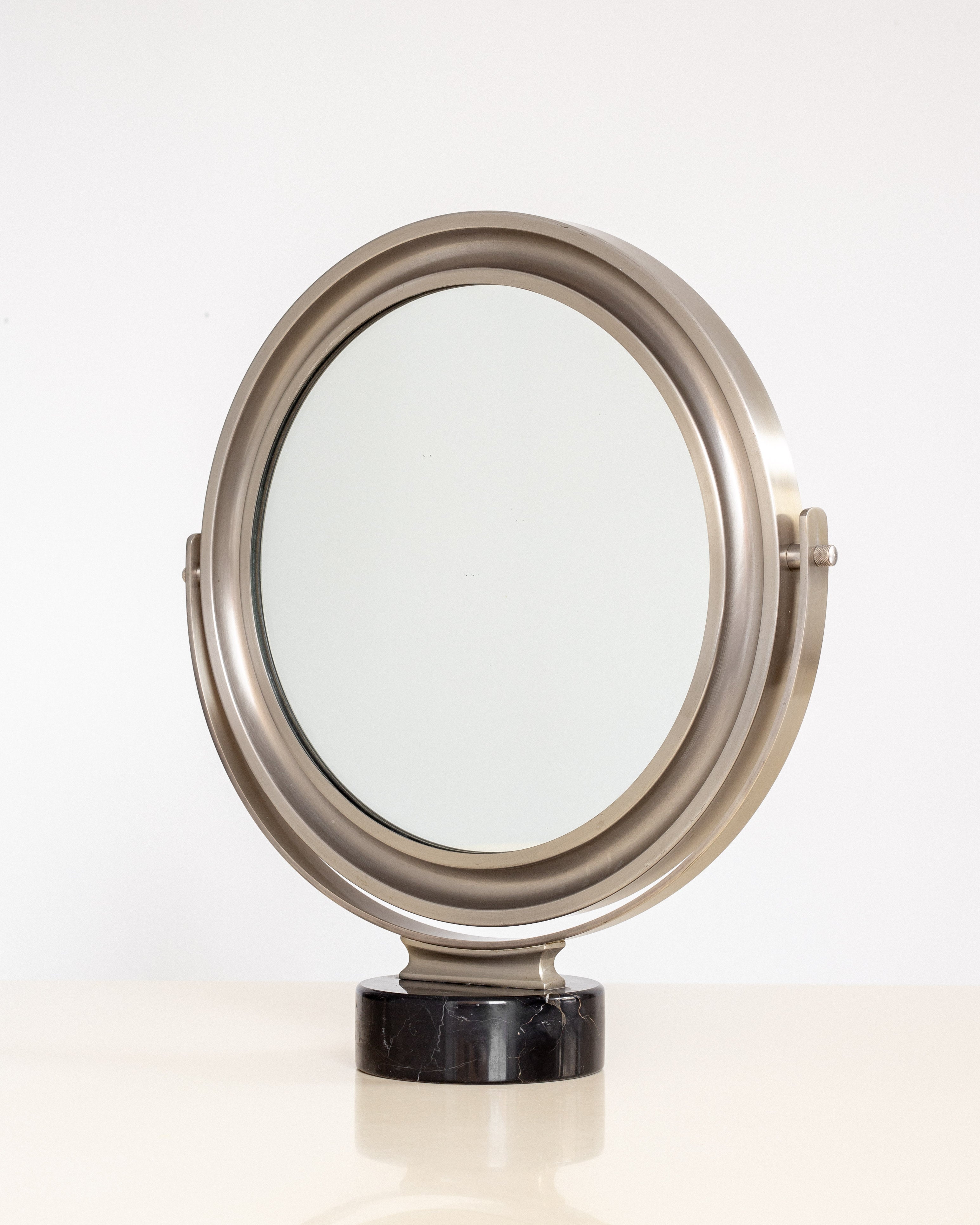 Narciso' Table Mirror by Sergio Mazza for Artemide, 1970s, Italy — side view on marble base