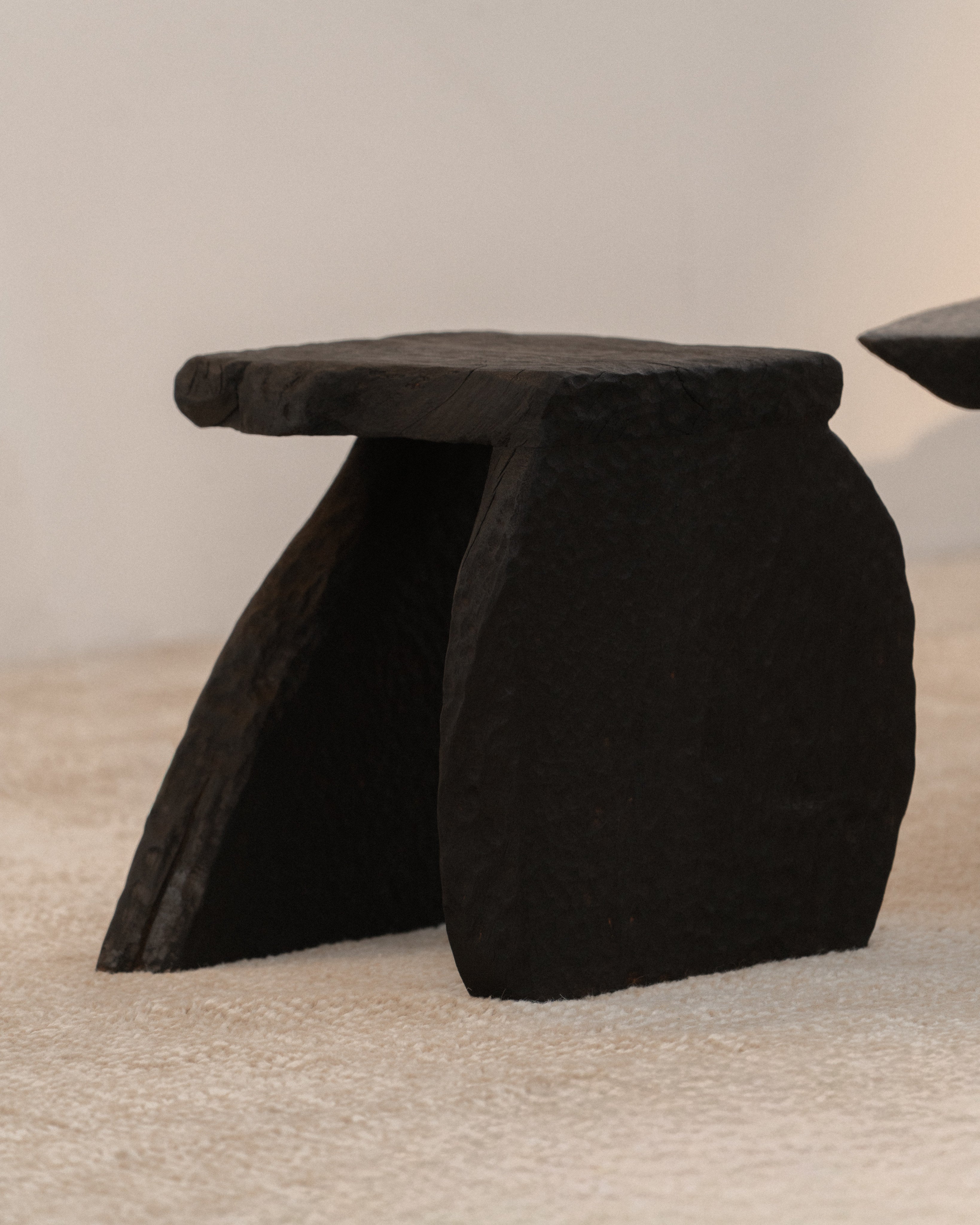Massif Carved Stool in Eucalyptus Wood — view 10
