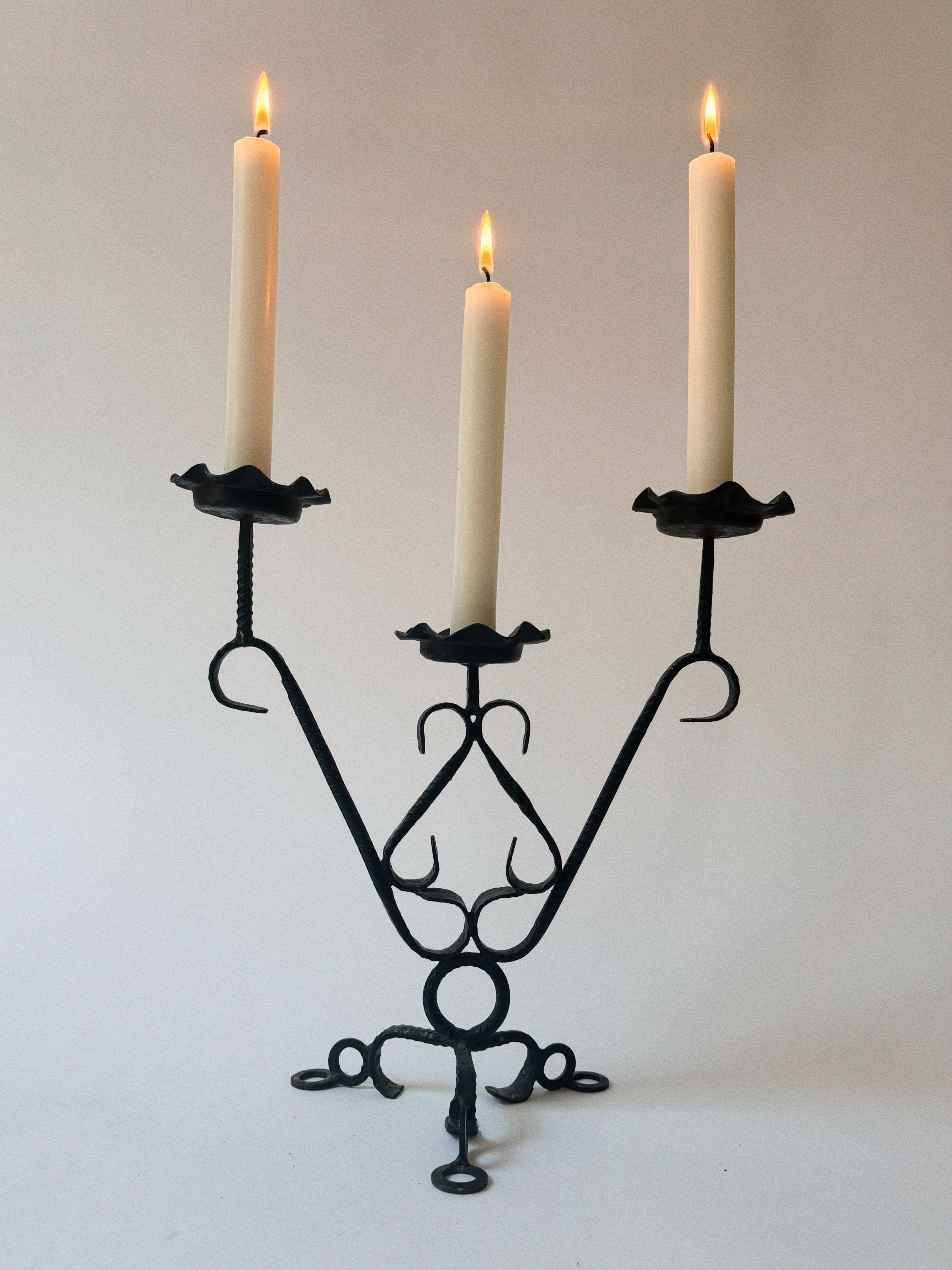 Folk Art Metal Candelabra, Poland — detail view