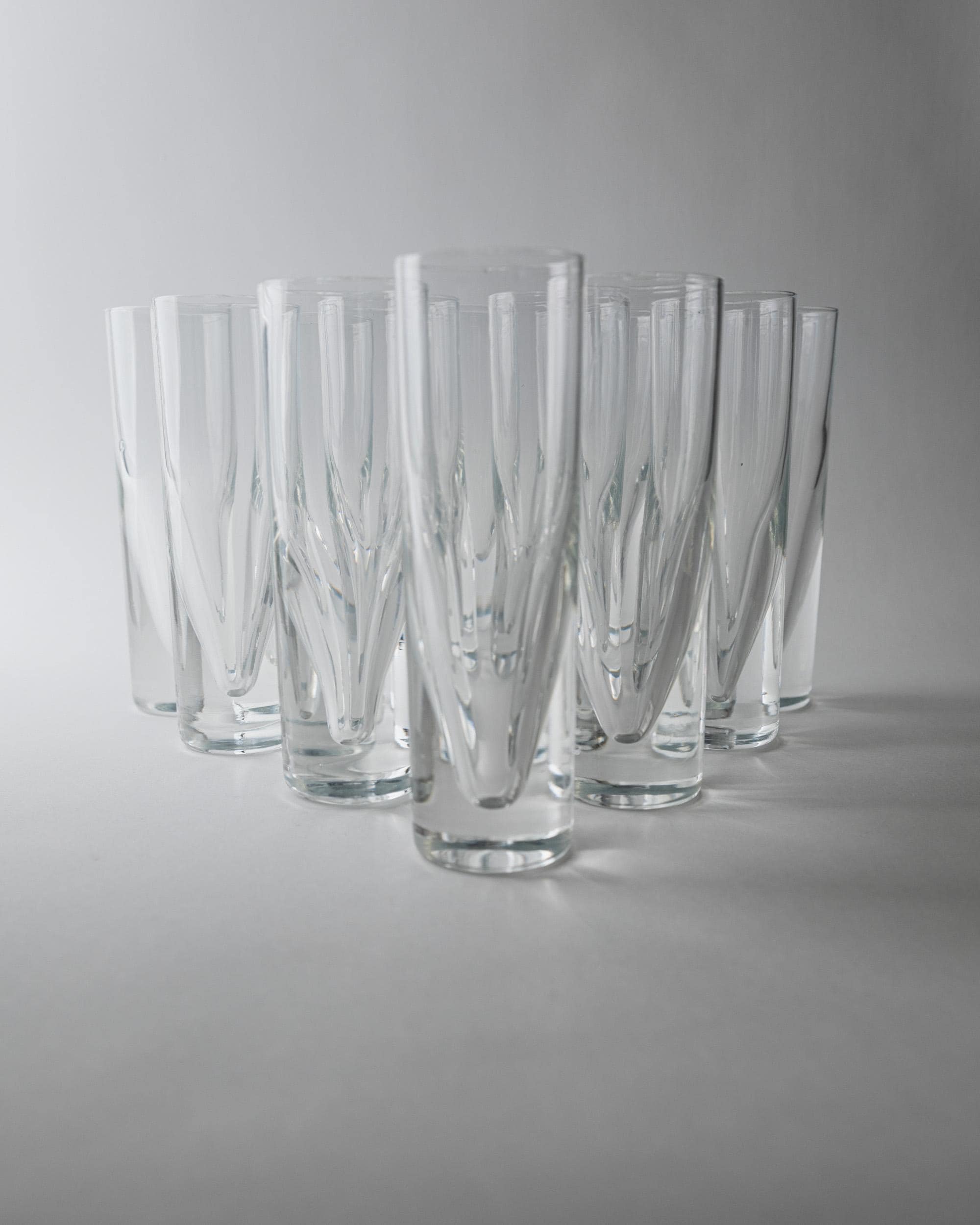 Vintage 1960s Drinking Glass Set of 12, Clear Murano Art Glass Design by Carlo Moretti Model Bullet, Italian Tableware, Elegant Gift Idea — view 10