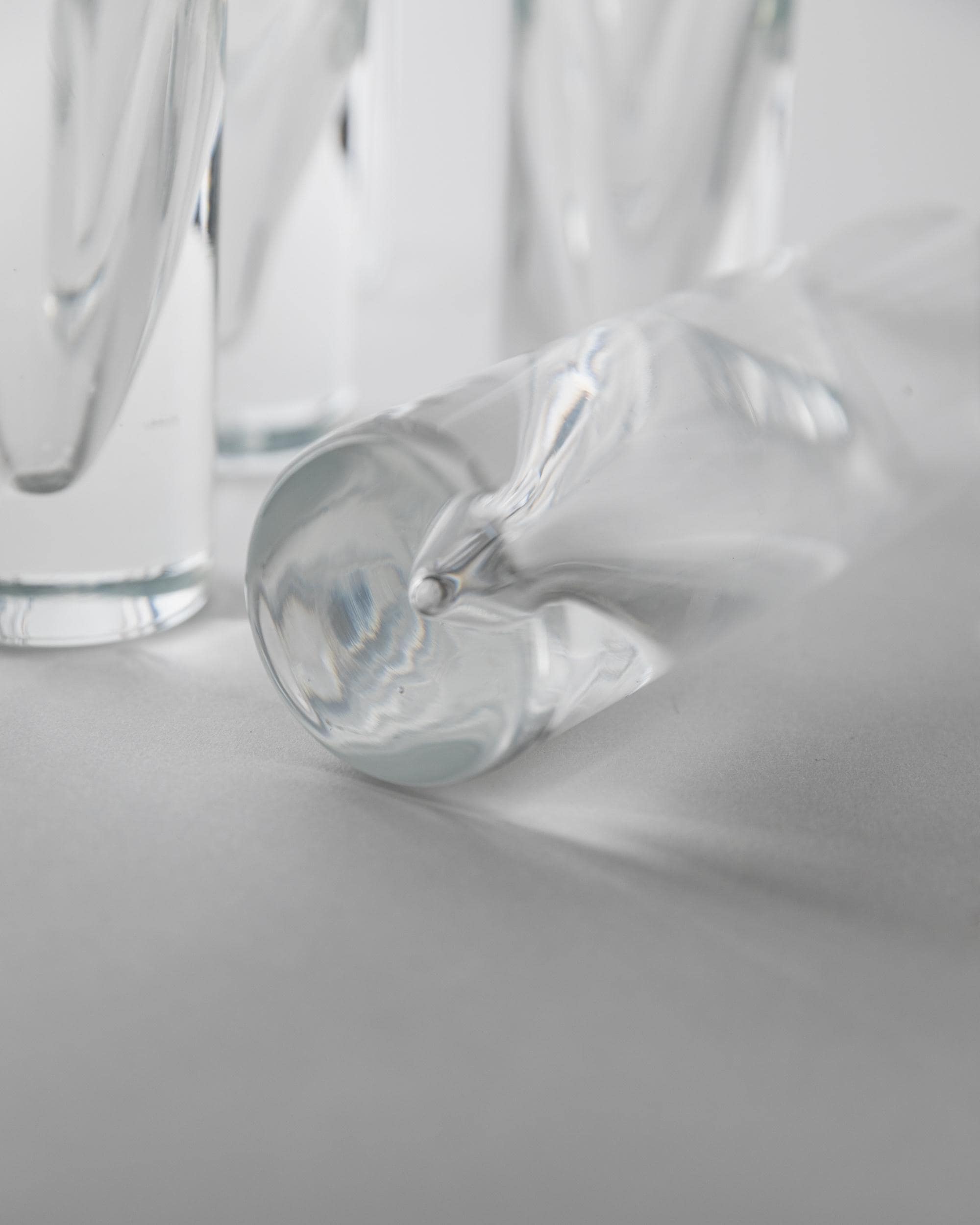 Vintage 1960s Drinking Glass Set of 12, Clear Murano Art Glass Design by Carlo Moretti Model Bullet, Italian Tableware, Elegant Gift Idea — view 11
