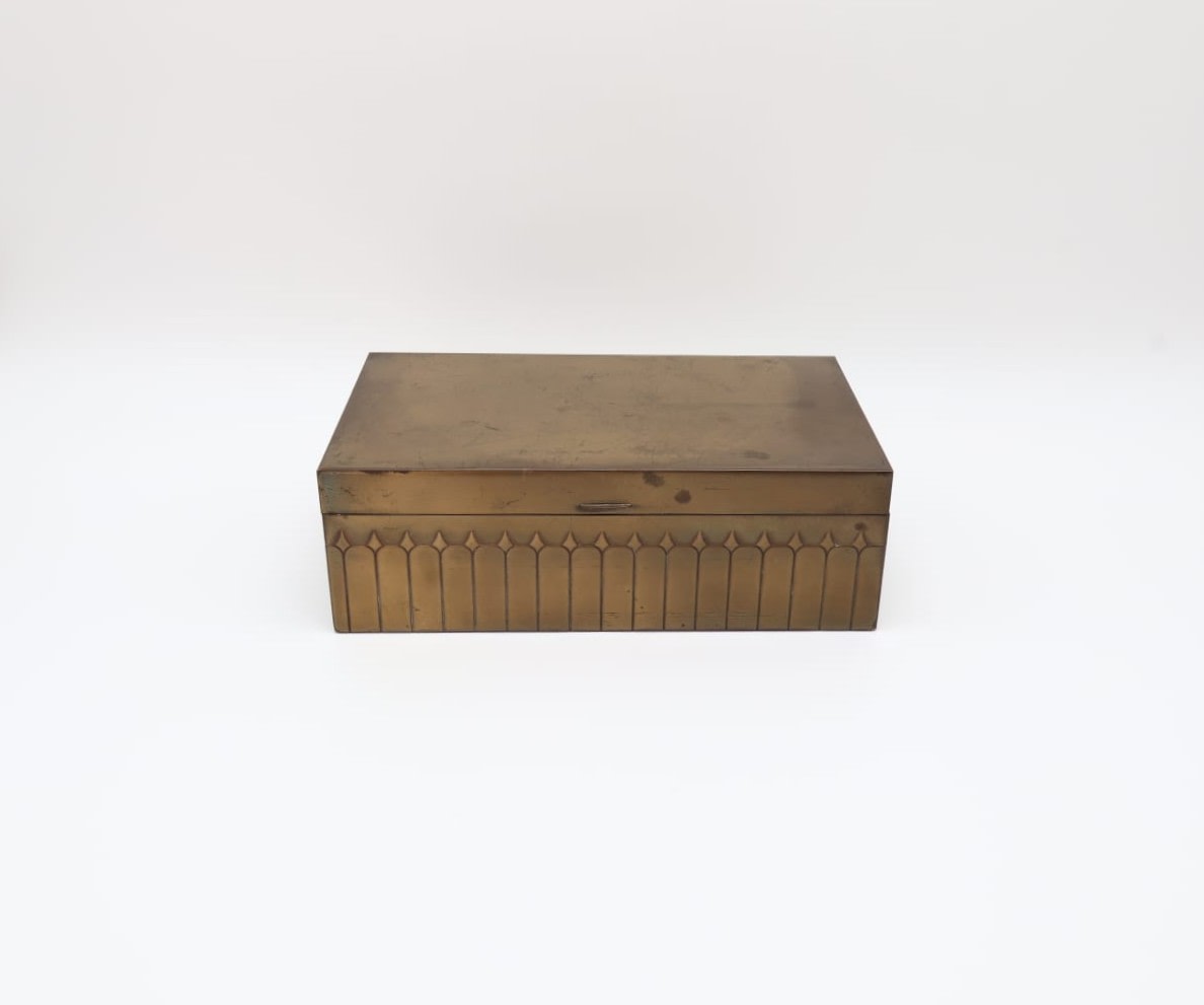 Early 20th-Century Art Nouveau Brass Box – Germany (c. 1900-1910) — side angle