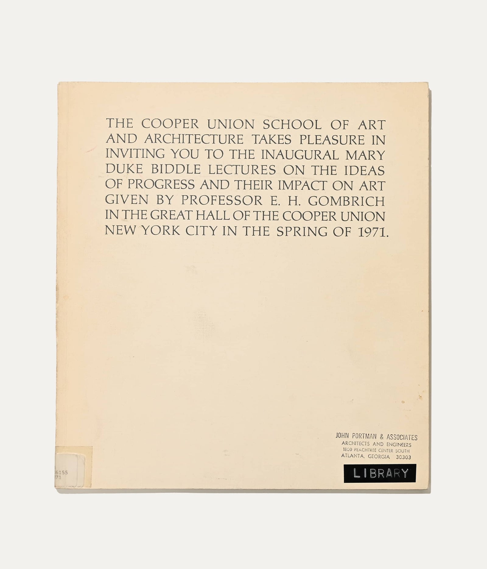 Cooper Union Lectures (From the Library of John Portman & Associates), 1971 by ARCHIVISM | The Oblist