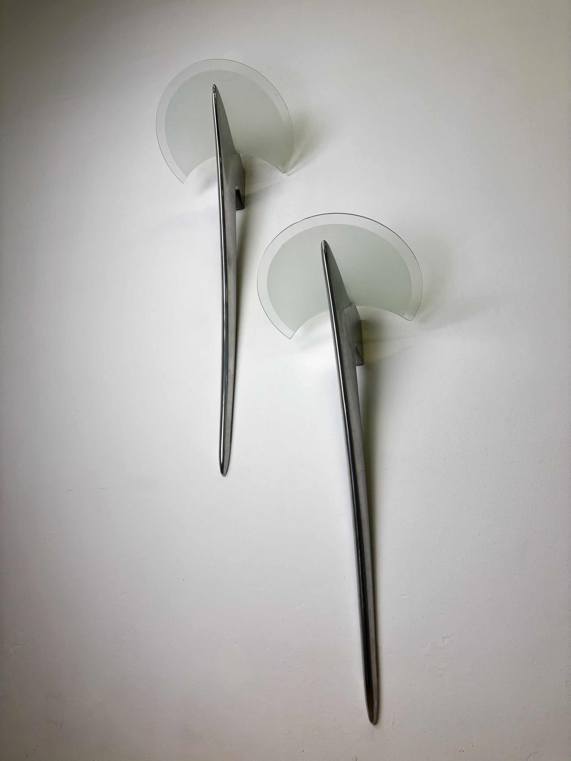 Pair of XXL "Alien" Wall Sconces by Taller Uno, Spain, 1970s — side angle