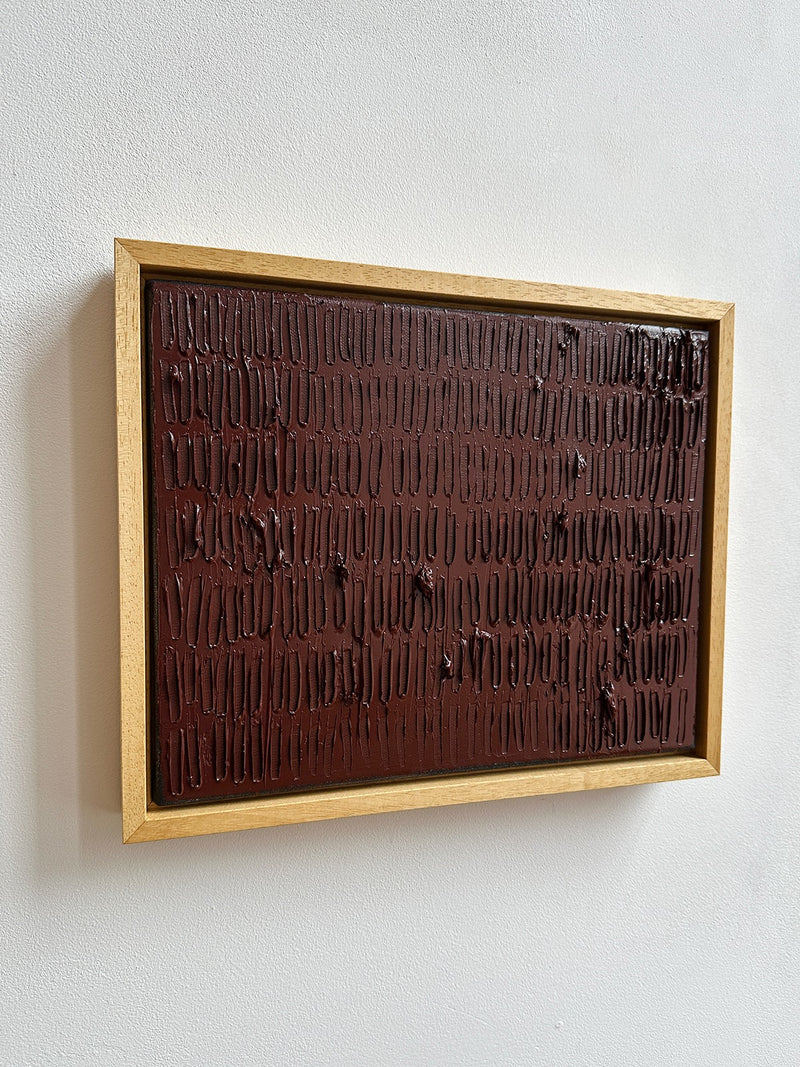 Indian Wine - Turf Series' Painting — close-up of textured brown surface in wooden frame