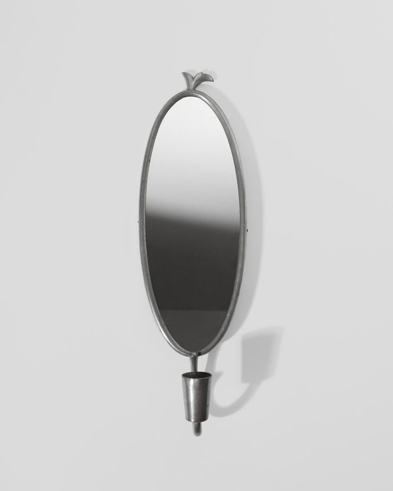 Art Deco Pewter Wall Mirror-Candle Holder, 1930s, Sweden by Vintage Stories | The Oblist — handcrafted pewter design