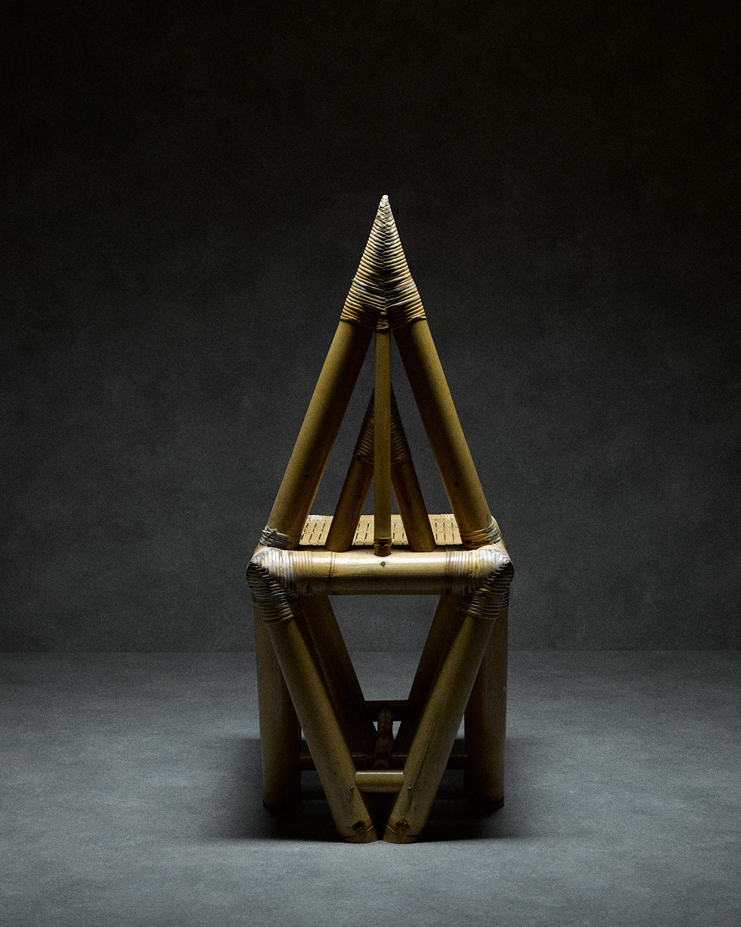 Elephant Chair in Bamboo — rear view highlighting triangular shape and texture