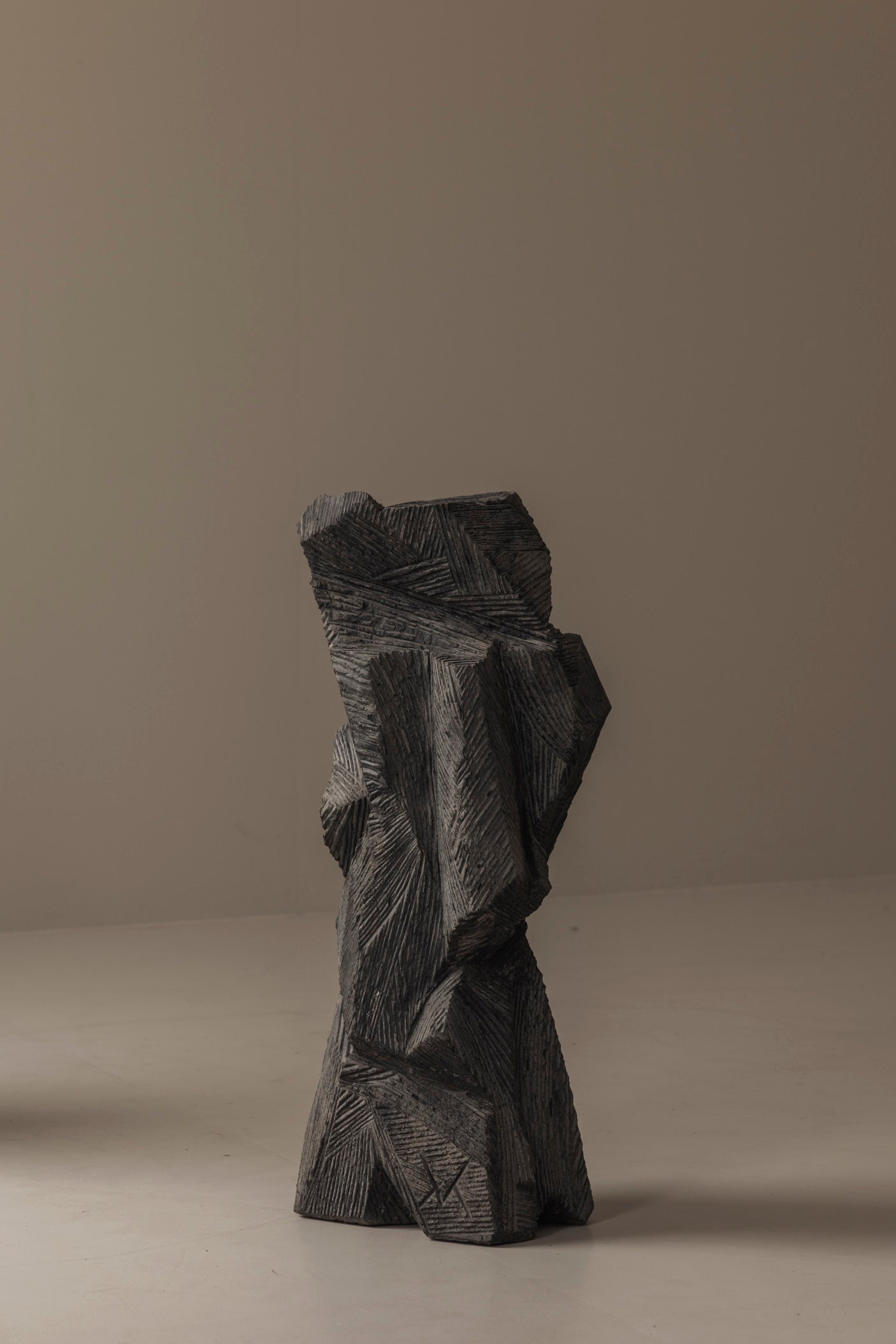Monumental Abstract Sculptures by Marc Verdoodt, Belgium 1980s — side angle showing textured dark surface