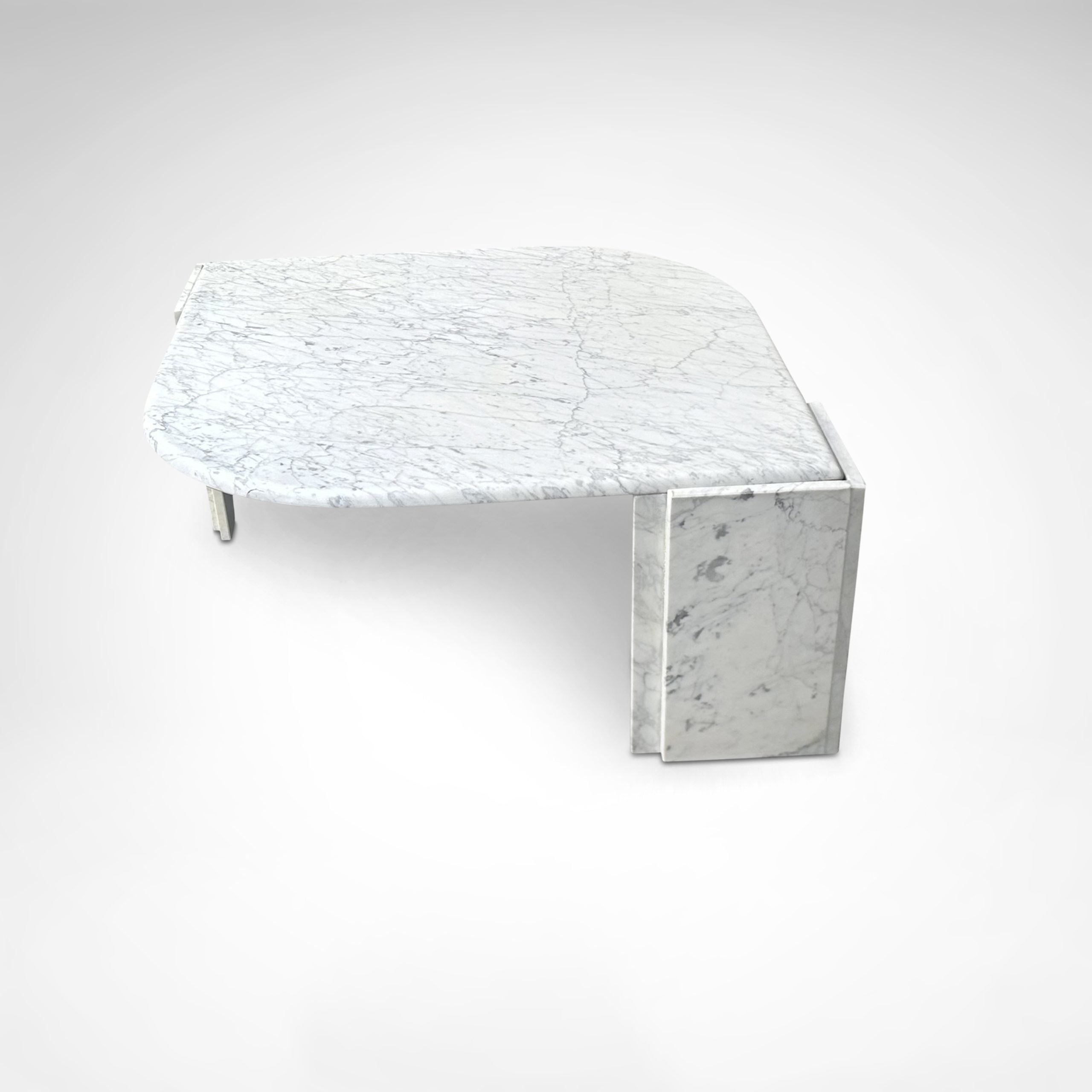 Carrara Marble Teardrop Coffee Table Germany 1980s — side angle showing marble top and base