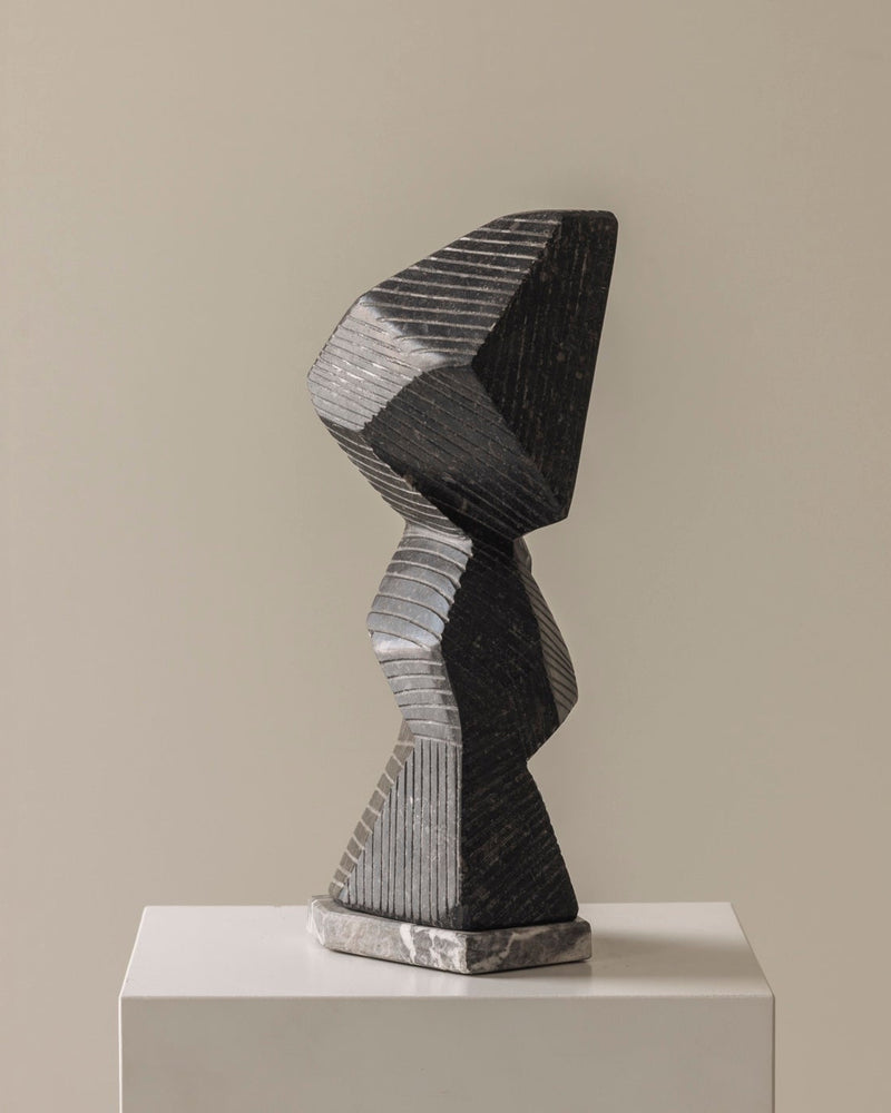Abstract sculpture Carved from natural stone by Marc Verdoodt, Belgium 1980s. — detail view