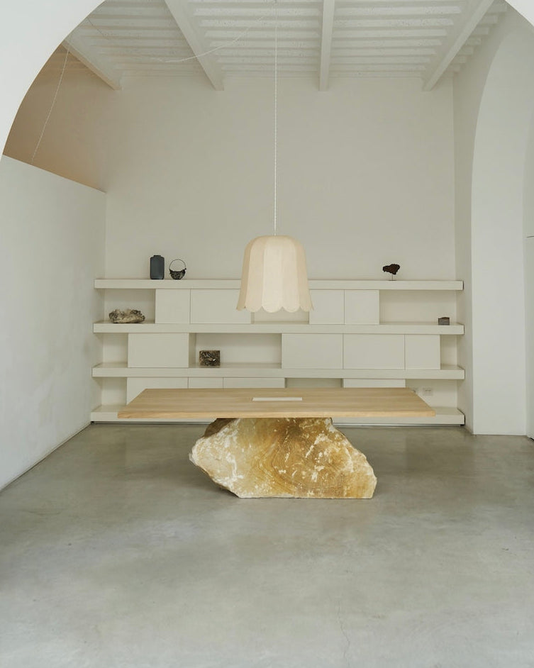 DINING TABLE ( 04 ) in stone and oak by STUDIO TORBINA | The Oblist